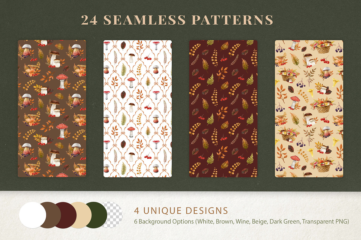 Fall Mushrooms Watercolor Clipart, a Seasonal Illustration by AnitaPol (Photo 14 of 20)