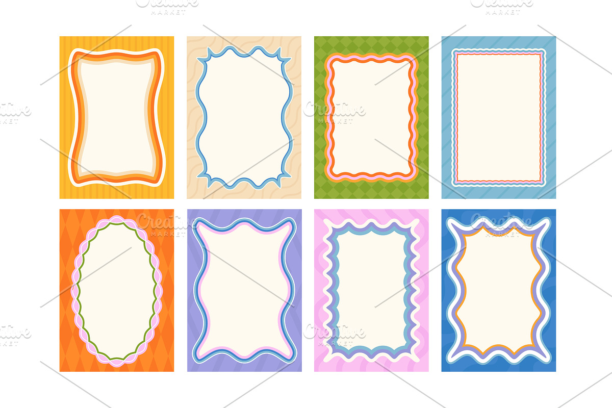 Wavy border patterned frames. Retro, an Illustration by winwin.art