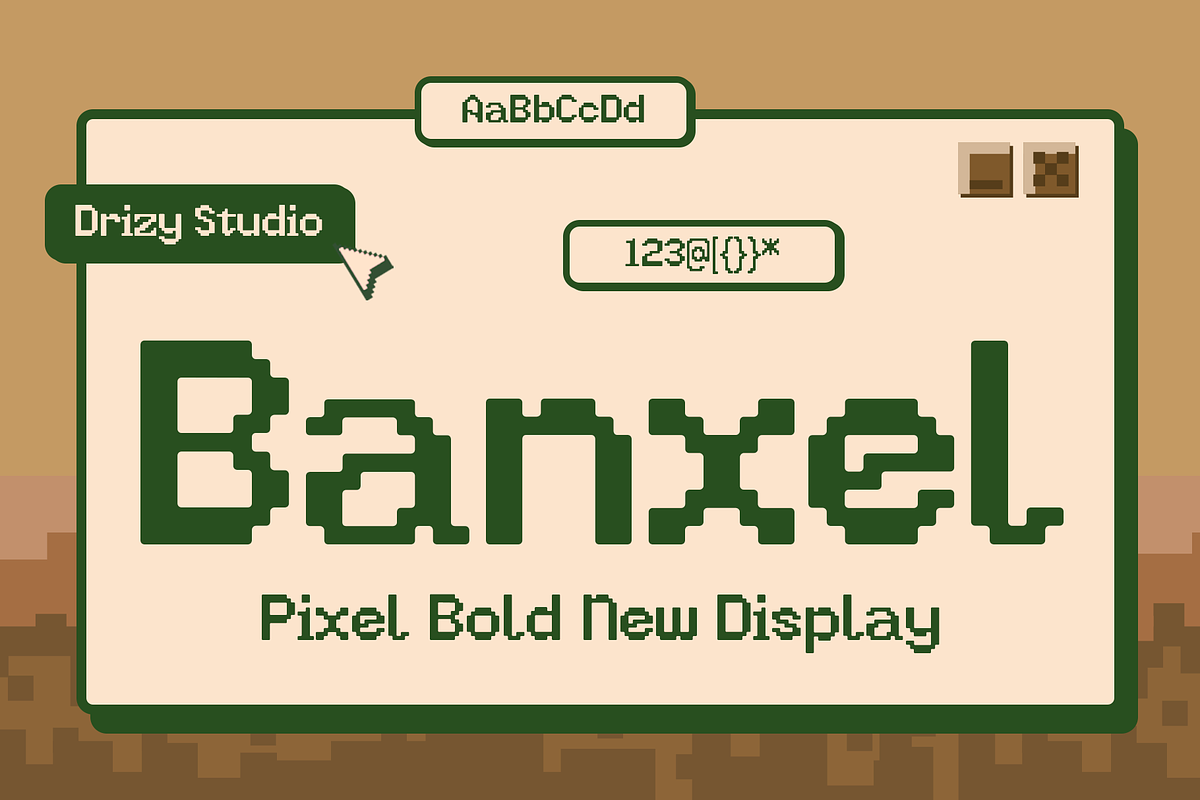 Banxel – Pixel Bold New Display Font, a Symbol Font by Drizy (Photo 1 of 8)