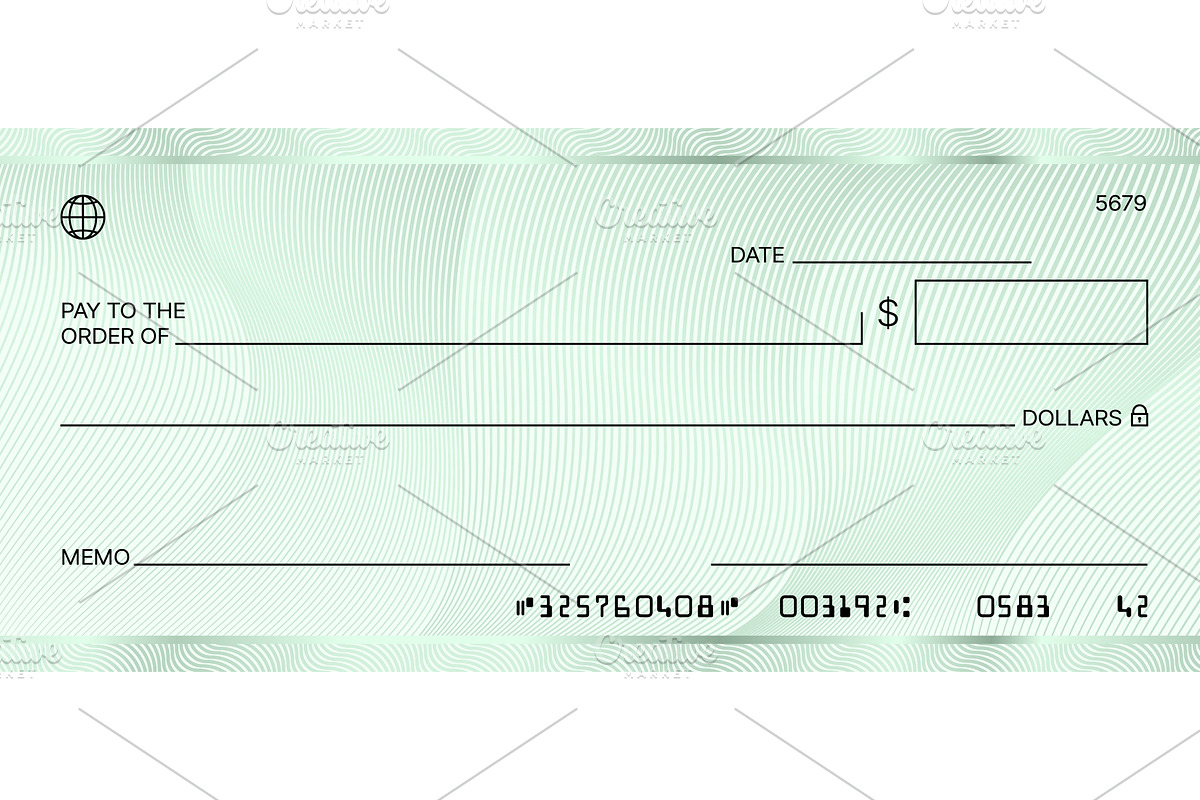 Blank green bank check. Checkbook, a Finance Illustration by Vector Tradition