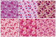 Pink Floral Seamless Patterns, an Illustration by DreamPrint404 (Thumbnail 2 of 5)