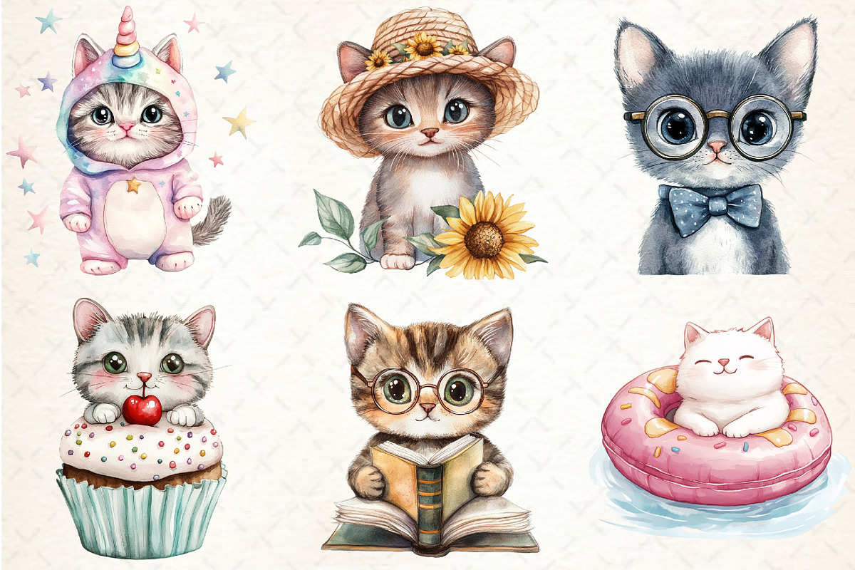 Cute Cat Sublimation Clipart, an Illustration by Libby Wishes (Photo 5 of 7)
