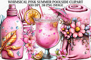 Whimsical Pink Summer Poolside Clipa, a Seasonal Illustration by Canvas Craft (Thumbnail 1 of 7)