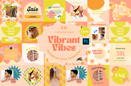 Vibrant Vibe Instagram Post Template, a Social Media Template by HellYeahDesigns