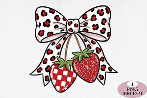 Strawberry PNG, Leopard Bow,, an Illustration by Daily.Designs