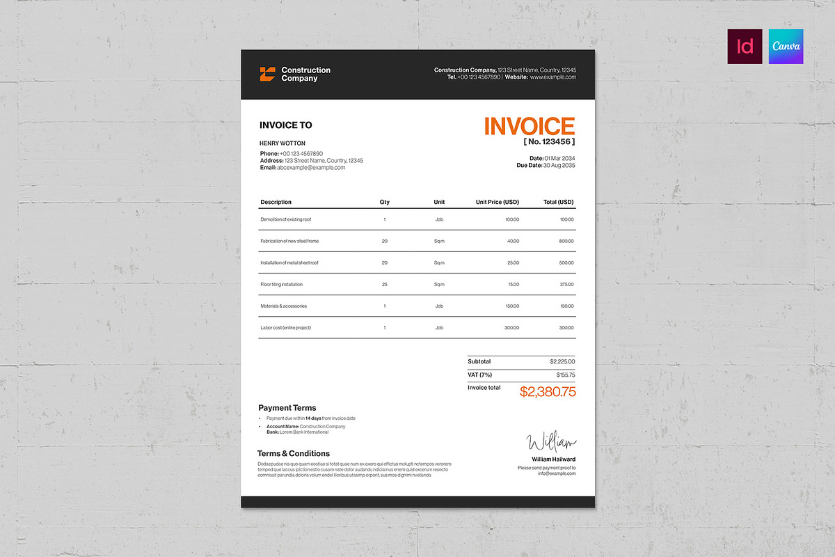 Invoice Template, a Stationery Template by BrandPacks (Photo 1 of 4)