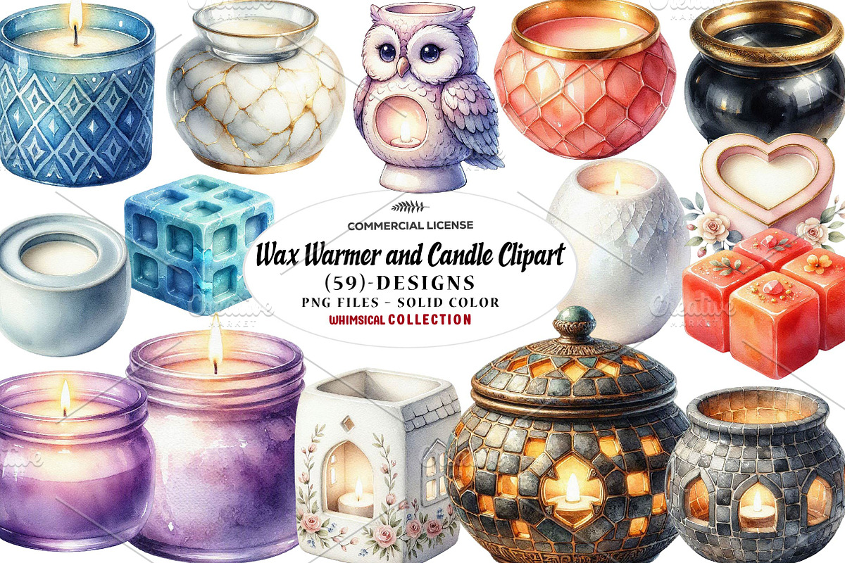 Wax Warmer and Candle Clipart, a Seasonal Illustration by CreationArt (Photo 1 of 7)