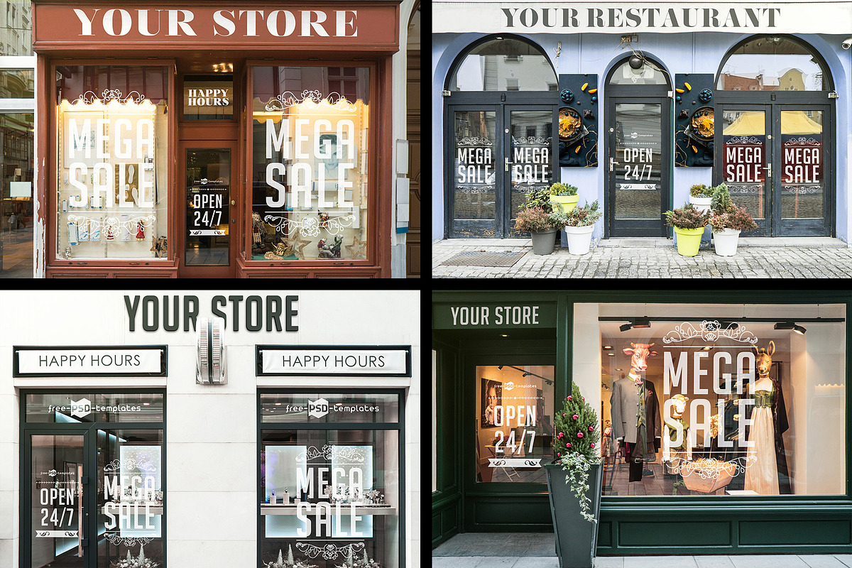 15 Facades and StoreFrontsV2 MockUps, an Advertising Mockup by Free-PSD-Templates (Photo 7 of 7)