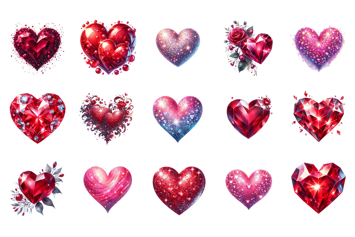 Glitter Heart Valentines Day Clip Ar, an Illustration by SinaCreation (Photo 2 of 11)