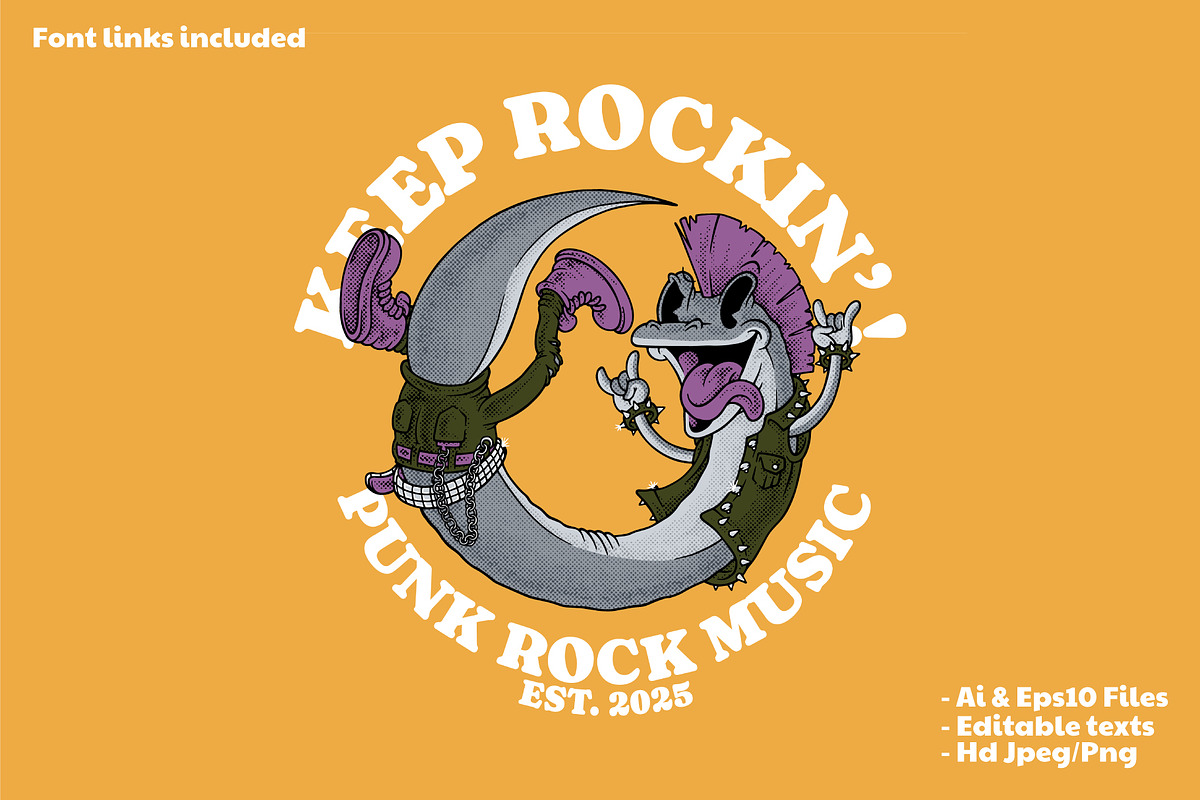 retro gecko mascot in rocker outfit, a Branding & Logo Template by Judsart (Photo 1 of 3)