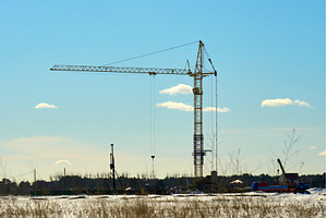 Construction site with crane and