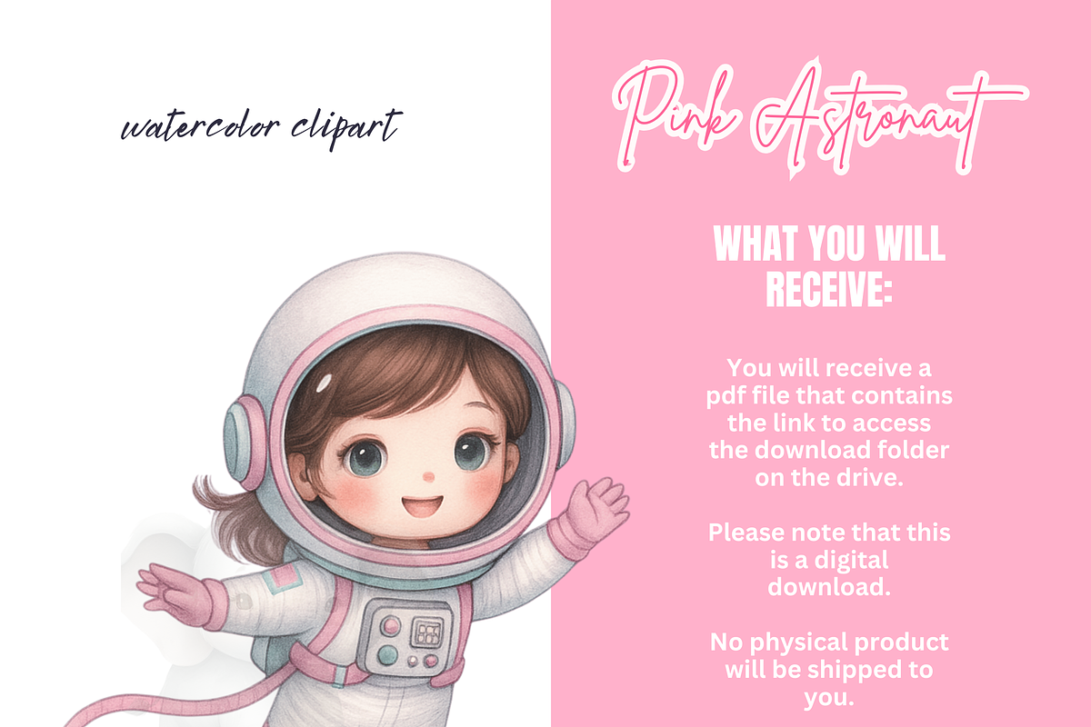 Pink Astronaut Clipart, Space Girl, a Person Illustration by VM PARTYS  BY TAIRUMA (Photo 4 of 10)
