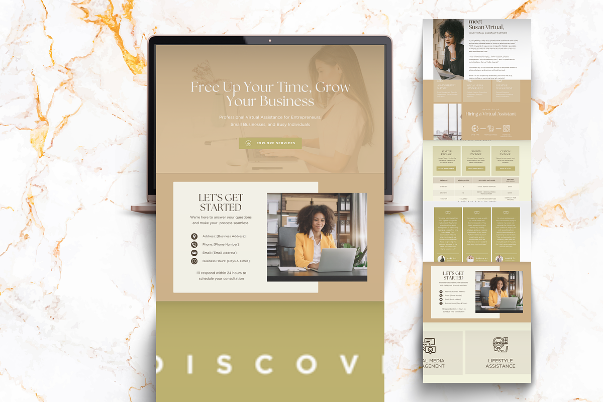 VIRTUAL ASSISTANT CANVA WEBSITE, a Marketing Template by Daring Digies (Photo 3 of 6)
