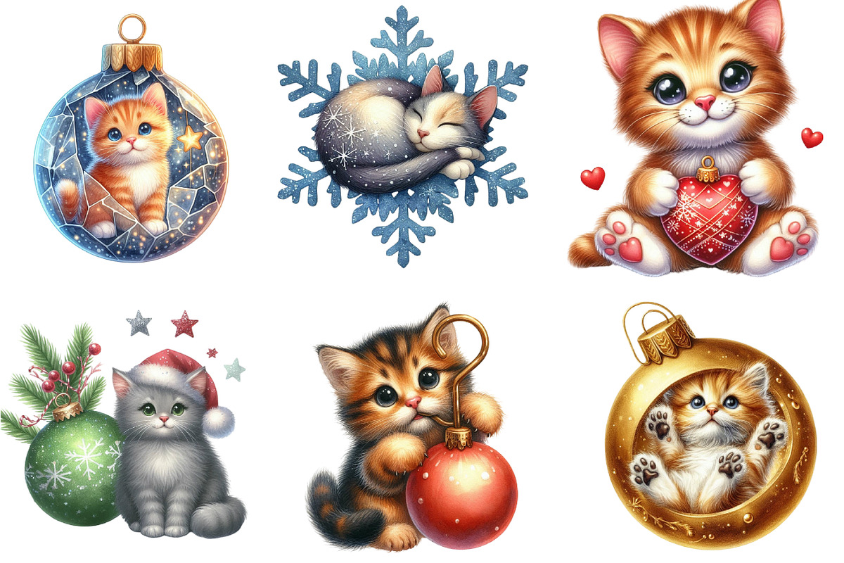 Christmas Ornament and Cat Clipart, an Illustration by DreamArtGraphic (Photo 3 of 5)