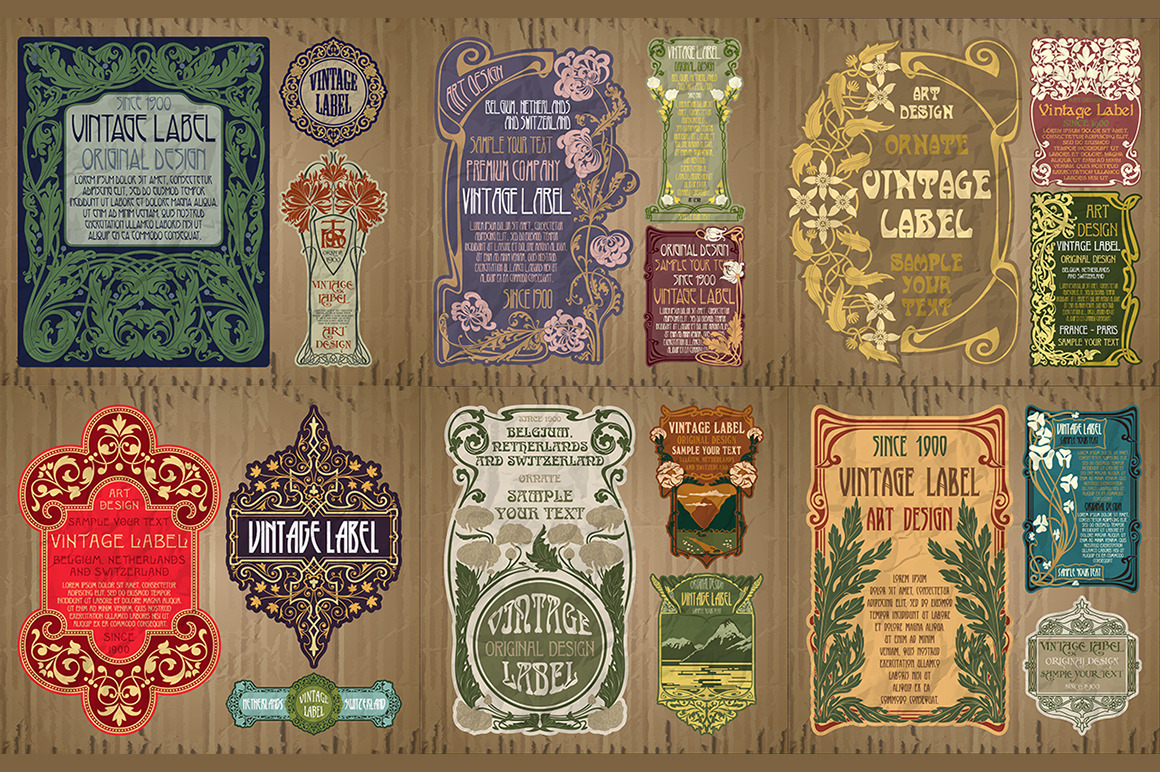 Label Art Nouveau - sets | Decorative Illustrations ~ Creative Market
