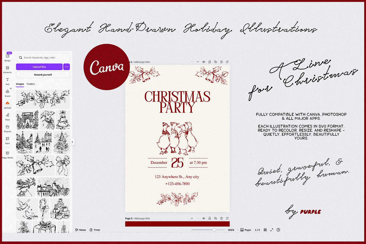 A Line for Christmas, a Seasonal Illustration by Purple (Photo 12 of 13)