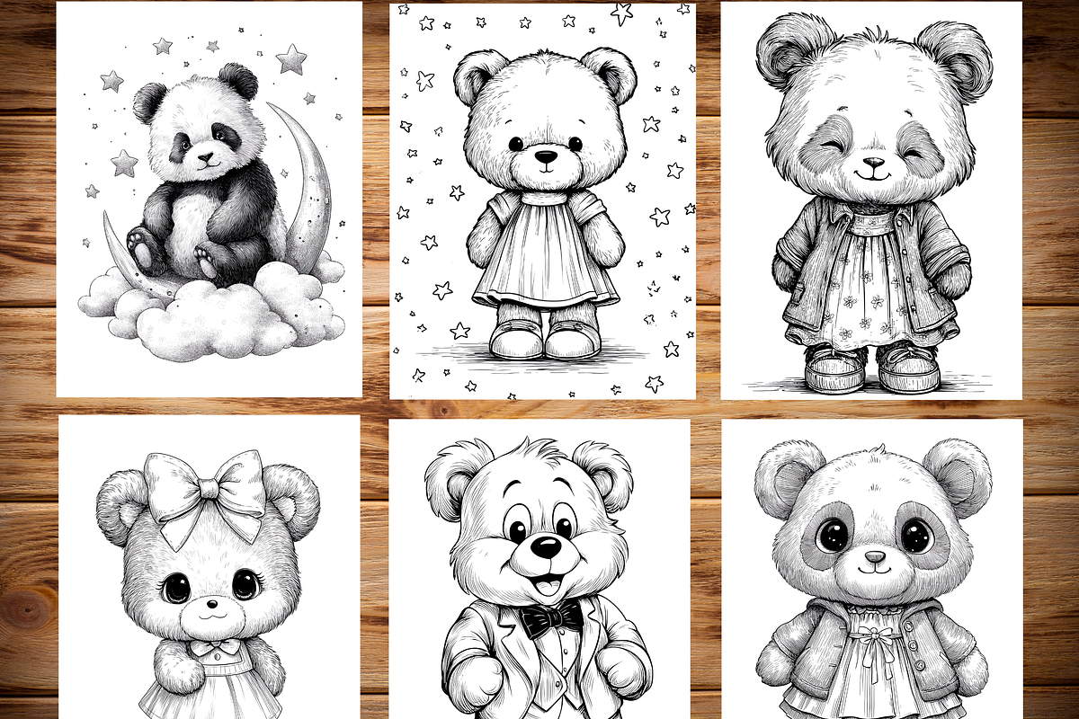 Cute Panda Coloring Pages for Kids, an Animal Illustration by LA Design (Photo 4 of 10)