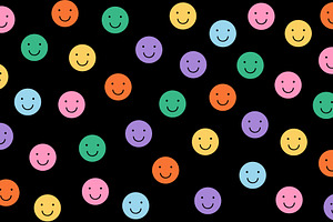 Funny smiling happy face colorful ch, a Pattern Graphic by Rhealea_Design