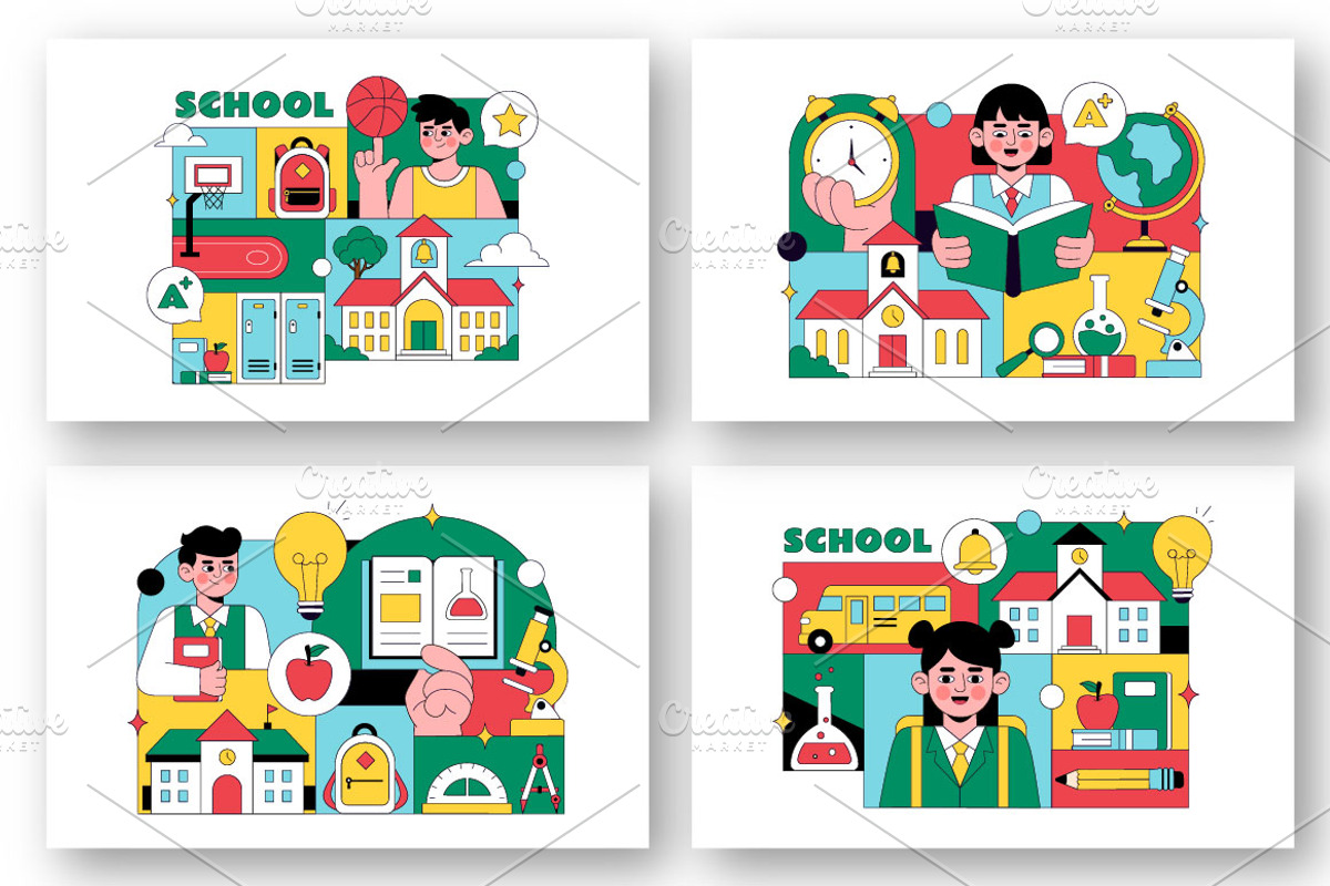 10 School Vector Illustration, an Education Illustration by denayunebgt (Photo 2 of 4)