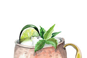 Watercolor Moscow Mule Drawing, a Food Illustration by MumAndMe (Thumbnail 2 of 2)