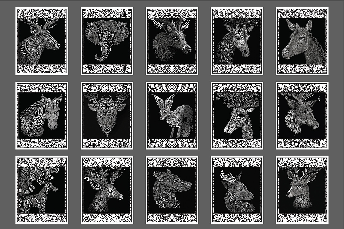 126 Art Animal Face Coloring Pages, an Animal Illustration by Blue Digital Studio (Photo 3 of 4)