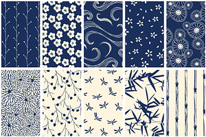 Japanese Patterns Vector Handdrawn