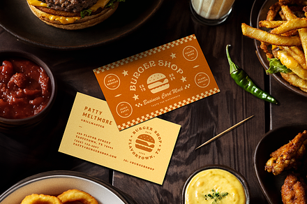 Burger Shop Business Card Mockup