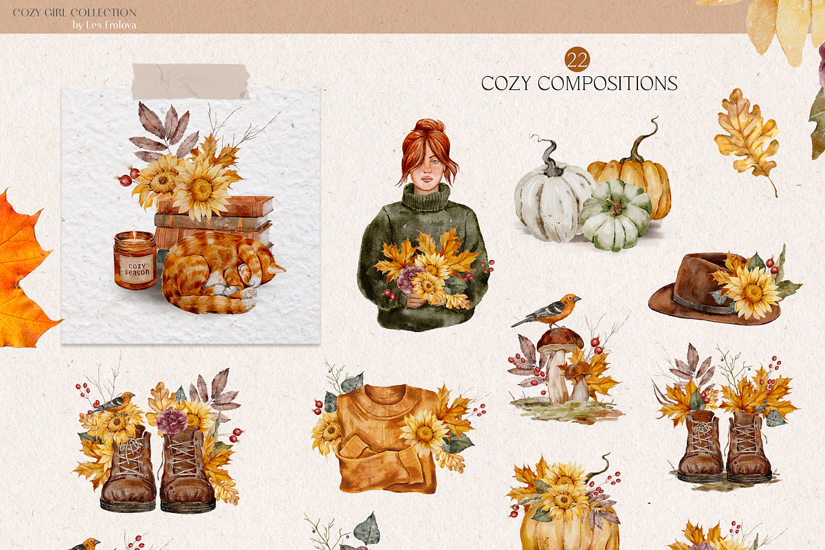 Cozy Girl-Autumn Collection, a Decorative Illustration by Les Frolova (Photo 4 of 11)