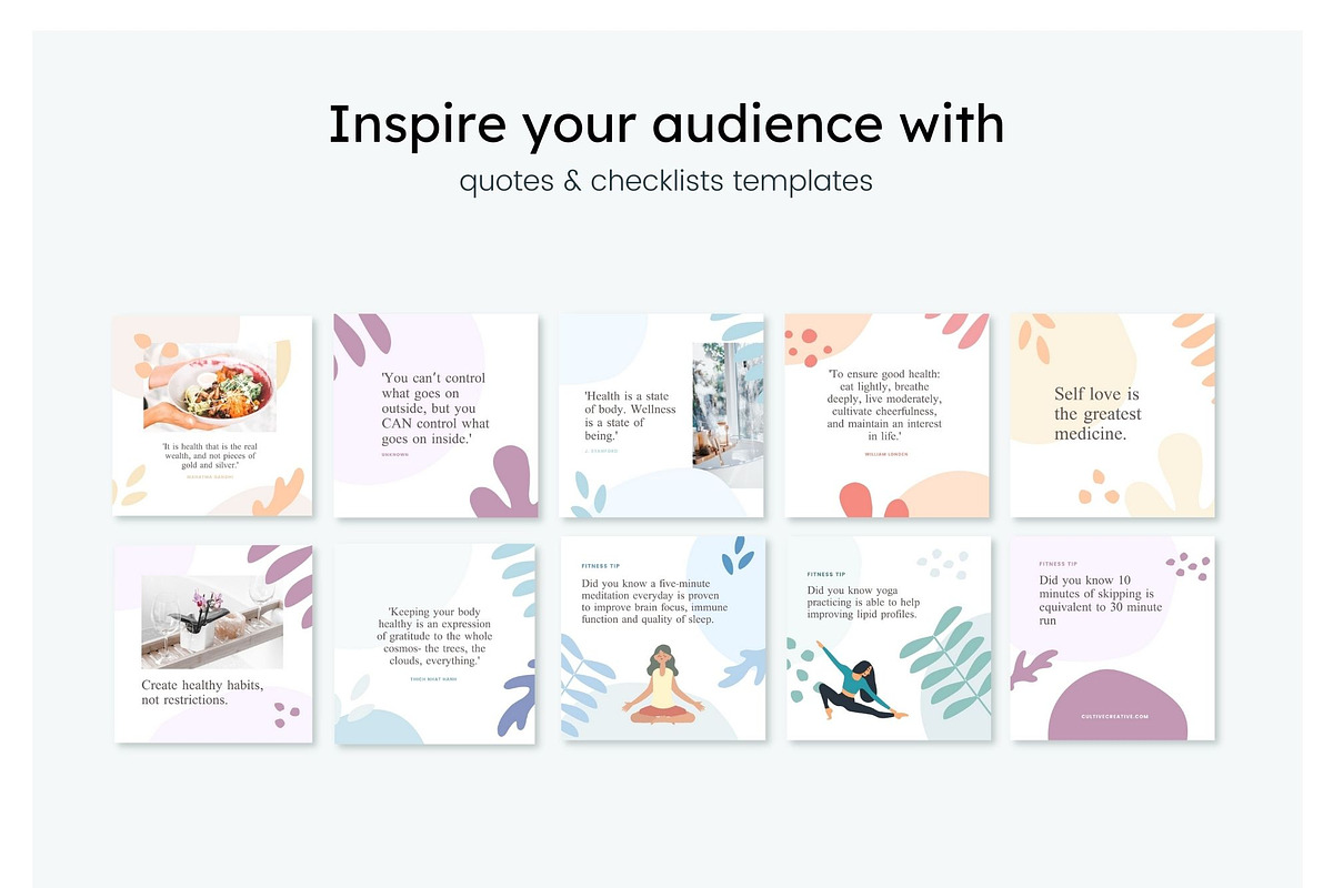 Wellness Instagram Feed Canva, a Social Media Template by Cultive Creative (Photo 8 of 13)