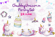 Chubby Unicorn Party Clipart, a Food Illustration by Tubigan Art (Thumbnail 1 of 3)