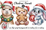 Christmas Animals PNG Bundle, an Illustration by Watercolor design (Thumbnail 1 of 4)