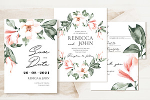 Pink Magnolia Wedding Invitation, an Invitation Template by Artberriez