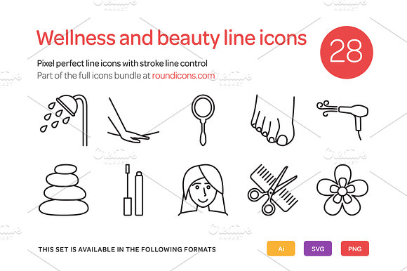 Wellness and Beauty Line Icons Set preview 5