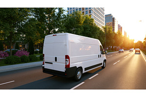 Urban delivery van transports cargo, a Transportation Photo by Lermont51
