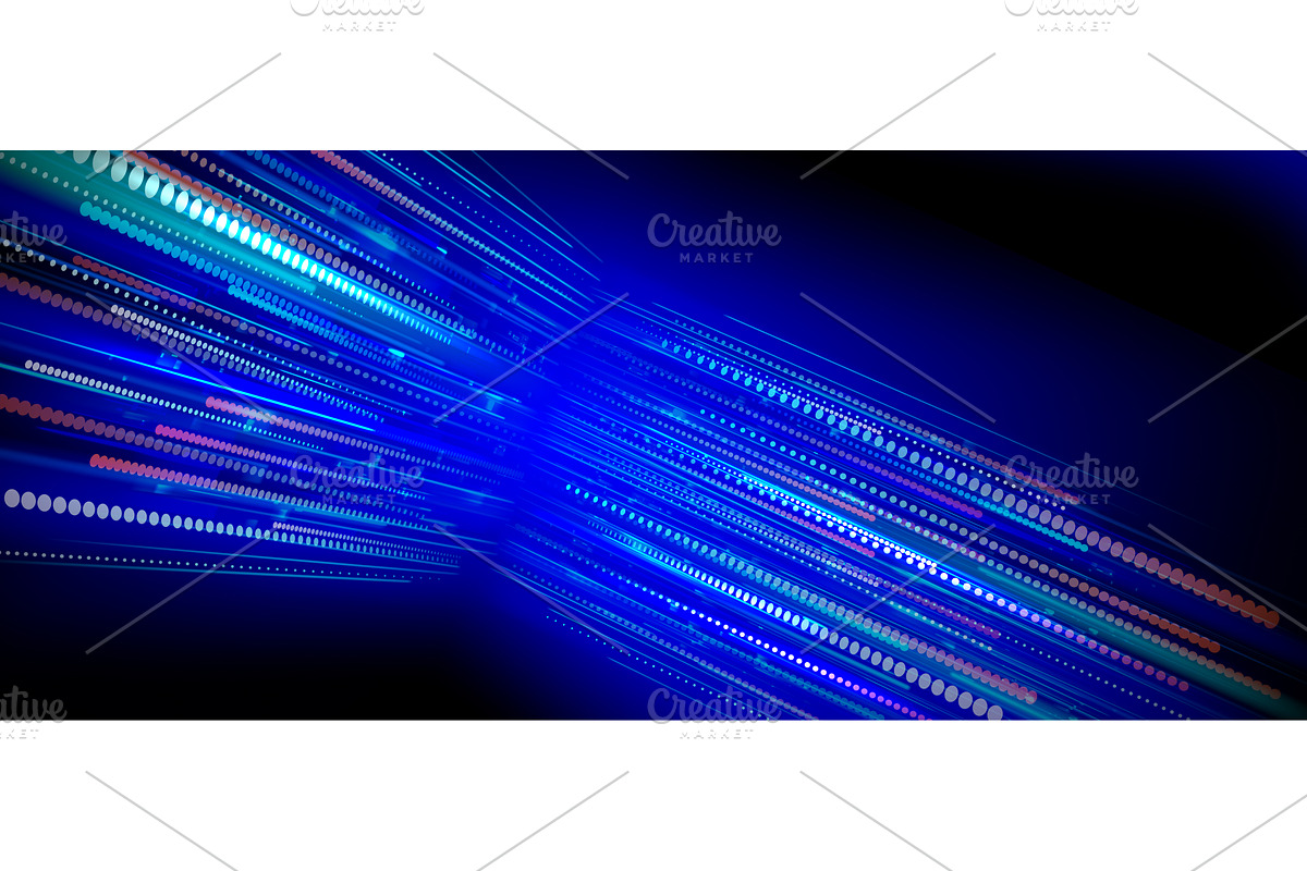 Speed data flow, neon blue lines and, an Illustration by art PVP - market