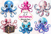 Octopus Watercolor ClipArt's, an Illustration by RobertsArt (Thumbnail 1 of 7)