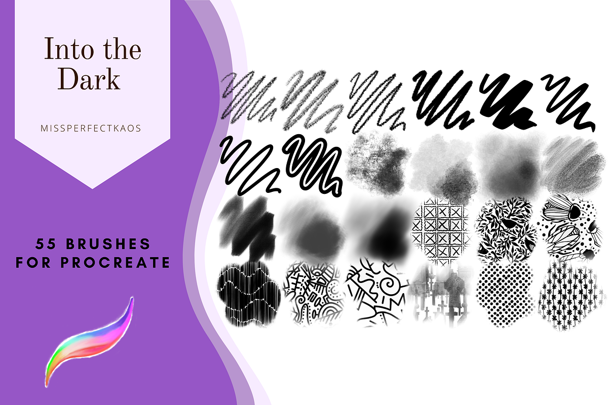 Into the Dark - 55 Procreate Brushes, a Brush Add-On by MissPerfectKaos (Photo 5 of 7)