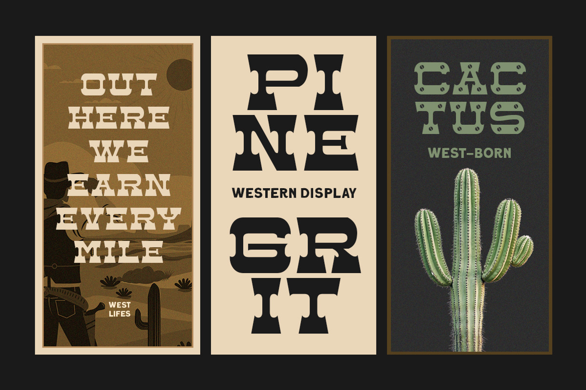 Pine Grit Western Display Font, a Slab Serif Font by Letterhend Studio (Photo 3 of 9)