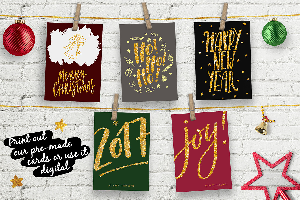 Merry Christmas | 5 festive cards, a Card Template by Spencerian Sisters (Photo 2 of 5)