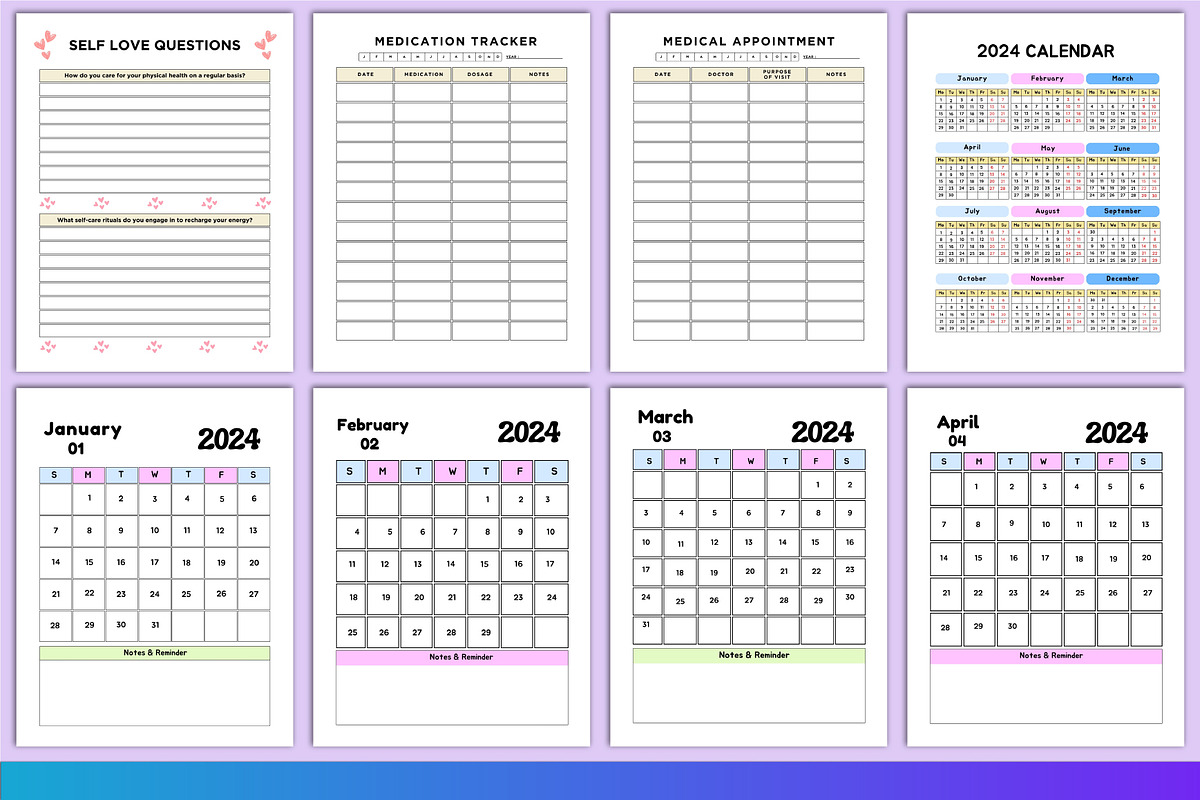 2024 Mental Health & Self Care planner