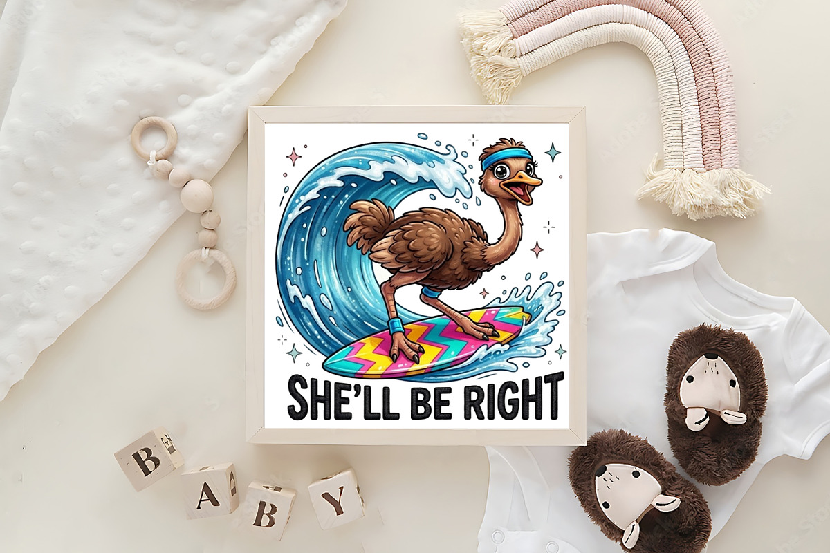 Funny Surfing Emu Beach PNG, an Illustration by CraftArtStudio (Photo 4 of 4)