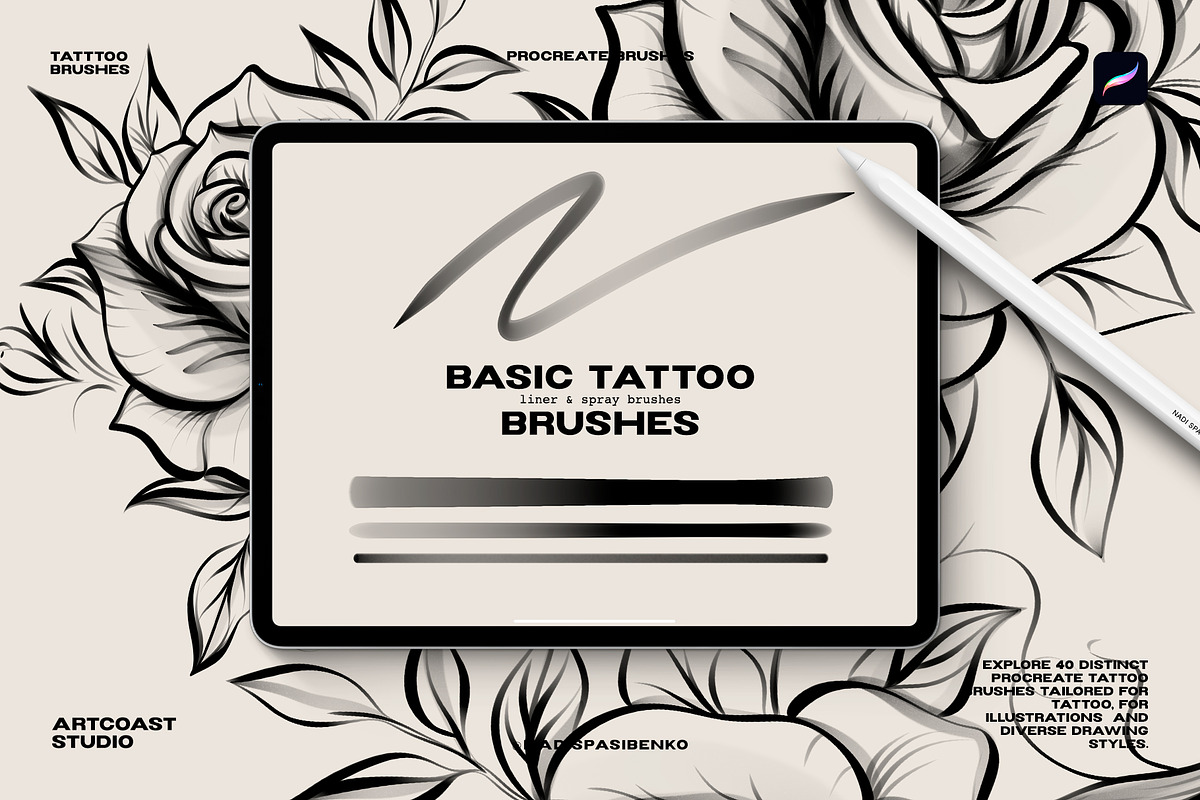 Procreate Basic Tattoo Brushes, a Brush Add-On by Spasibenko Art (Photo 4 of 7)