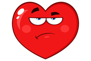 Red Heart With Grumpy Expression