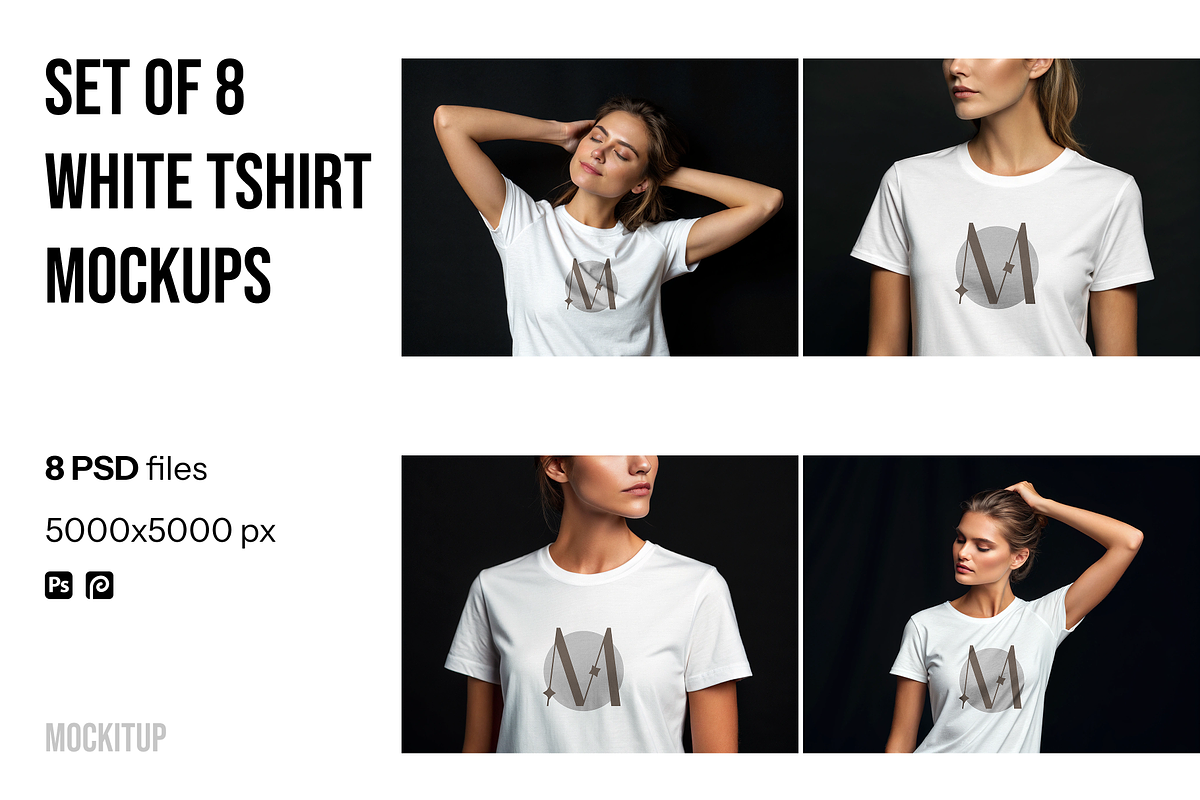 Set of 8 White Tshirt Mockups, a Shirt Mockup by Mock It Up (Photo 1 of 7)