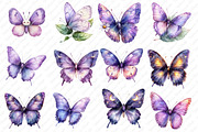 Pastel Purple Butterflies PNG, an Illustration by Watercolor design (Thumbnail 2 of 12)