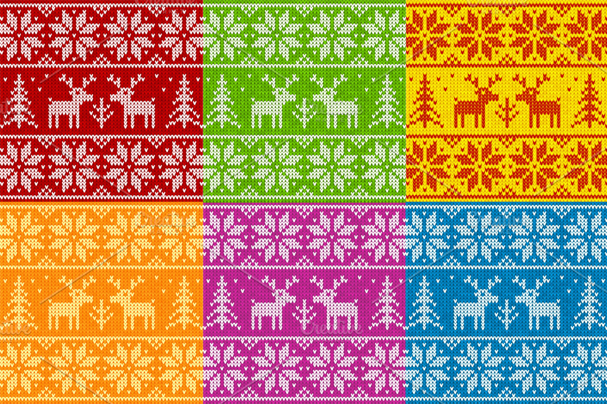 24 knitted deers vector patterns, a Pattern Graphic by Art of Sun (Photo 2 of 5)