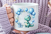 Blue Dinosaur Birthday PNG, an Illustration by CraftArtStudio (Thumbnail 5 of 6)