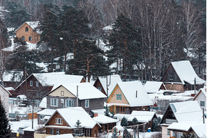 Snow blankets a tranquil village as, a Nature Photo by darksoul72