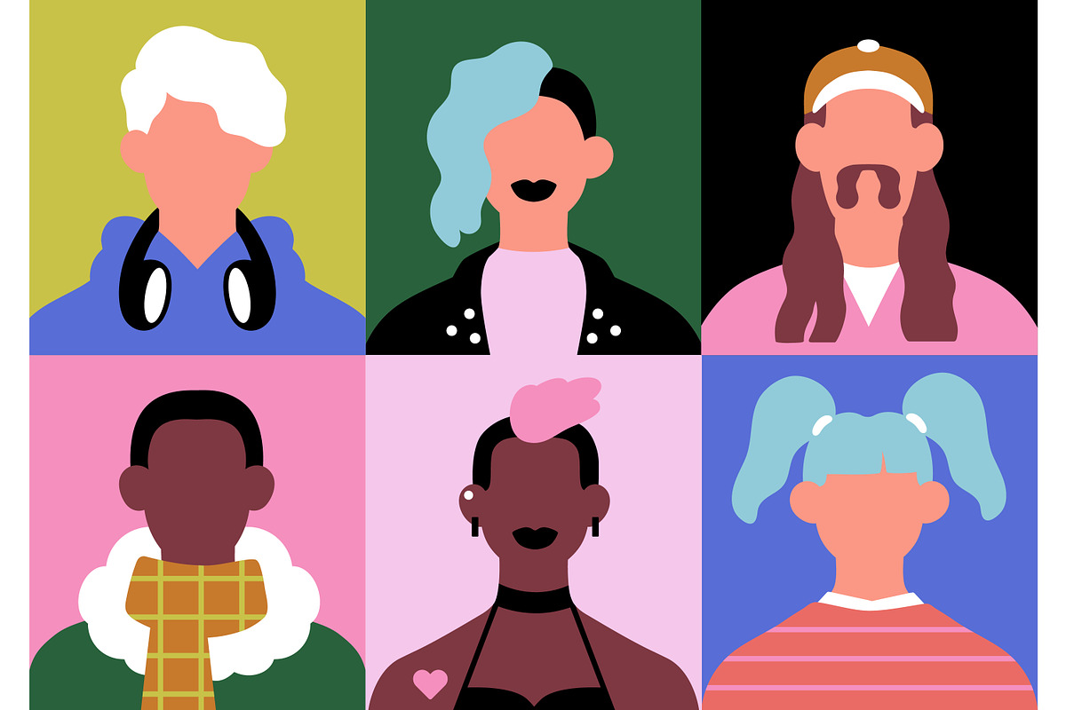 Abstract people face avatars set, a Person Illustration by Good Studio (Photo 10 of 13)