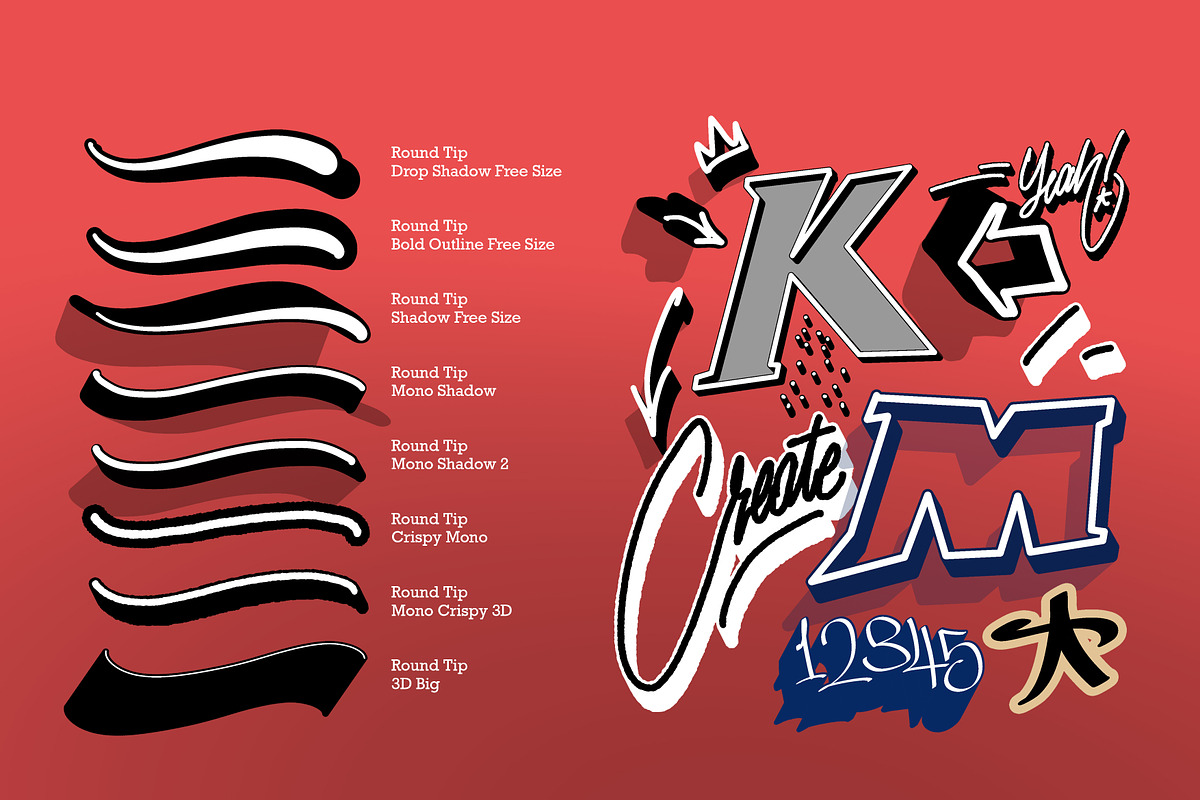3D Lettering & Outline brush pack, a Brush Add-On by Bakeroner (Photo 3 of 9)